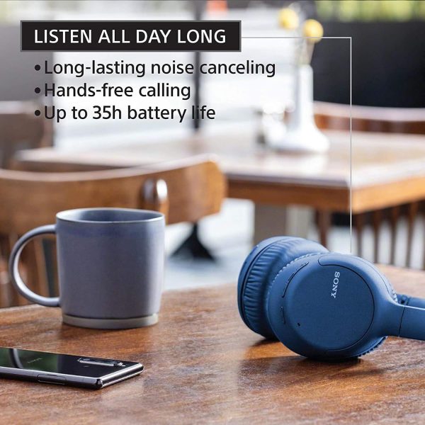 Sony WH-CH710N Active Noise Cancelling Wireless Headphones Bluetooth Over The Ear Headset with Mic for Phone-Call, 35Hrs Battery Life, Aux, Quick Charge and Google Assistant Support for Mobiles -Blue