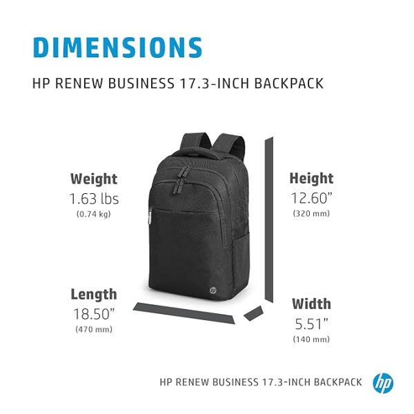 HP Business 17.3 Inch Laptop Backpack with RFID Pockets Anti-Theft Zippers