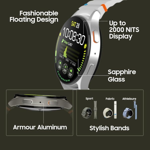 Samsung Galaxy Watch 7 (40mm, Green, BT+LTE) with 3nm Processor | Dual GPS | Sapphire Glass & Armour Aluminum | 5ATM & IP68 | HR, SpO2, BP & ECG Monitor