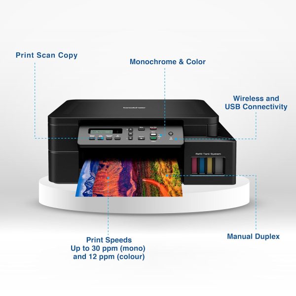 Brother DCP-T525W (Print Scan Copy) WIFI Ink Tank Printer, 128 MB Memory, Print Up to 15K Pages in Black and 5K in Color Each for (CMY), Get an Extra Black Ink Bottle, Free Installation