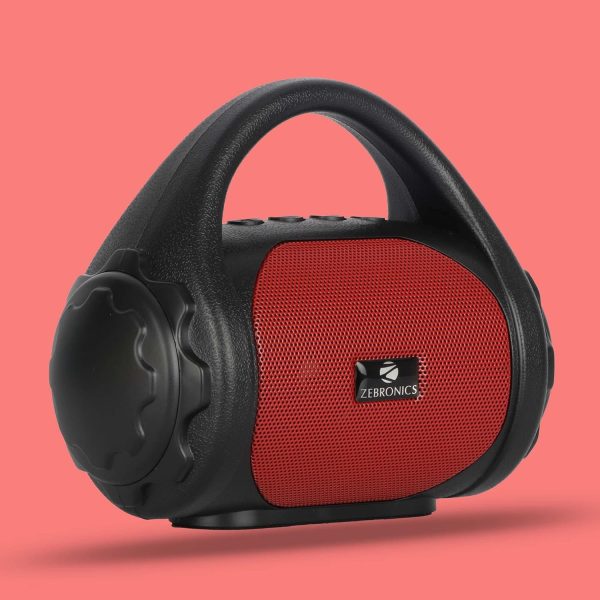 Zebronics Zeb-County Wireless Bluetooth Portable Speaker with Supporting Carry Handle, USB, Sd Card, Aux, Fm & Call Function (Black+Red), 3 Watts