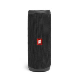 JBL Flip 5 Wireless Portable Bluetooth Speaker, Signature Sound with Powerful Bass Radiator, Vibrant Colors with Rugged Fabric Design, Party Boost, IPX7 Waterproof & Type C (without Mic, Black)