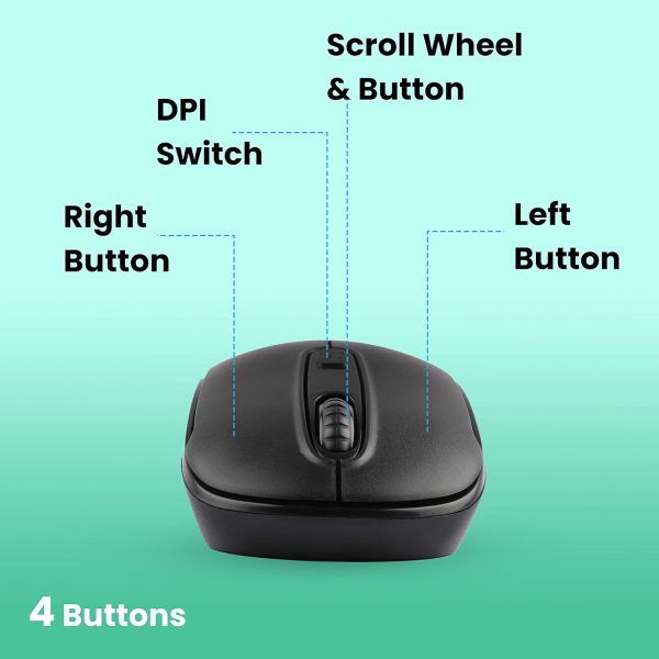 ZEBRONICS Zeb-Dash Plus 2.4GHz High Precision Wireless Mouse with up to 1600 DPI, Power Saving Mode, Nano Receiver and Plug & Play Usage - USB