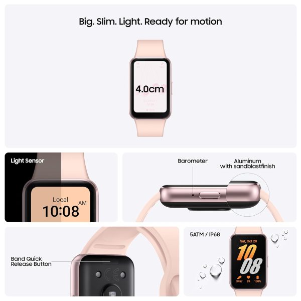 Samsung Galaxy Fit3 (Pink Gold), 40mm AMOLED Display with Aluminium Body, Comprehensive Fitness and Health Tracking, upto 13-Day Battery with Fast Charging, 5ATM & IP68 Rating