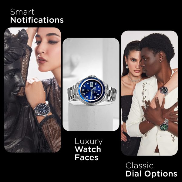 Fire-Boltt Quantum Luxury & Sporty Stainless Steel with Free Silicone Strap Smartwatch, 1.28" Bluetooth Calling, 2 Looks in 1 Watch, High Resolution of 240 * 240 Px & TWS Connection (Green)