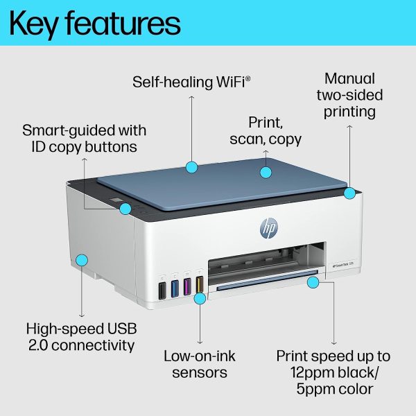 HP Smart Tank 585 All-in-one WiFi Colour Printer (Upto 6000 Black and 6000 Colour Pages Included in The Box). - Print, Scan & Copy for Office/Home