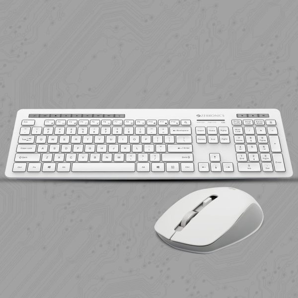 ZEBRONICS Zeb-Companion 500 2.4GHz Wireless Keyboard and Mouse Set, USB Nano Receiver, Chiclet Keys, Ultra Silent, Power On/Off Switch, Rupee Key, for PC/Mac/Laptop (White)