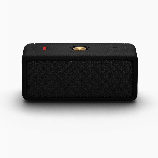 Marshall Emberton II Compact Portable Bluetooth Speaker with 30+ hours of Playtime, (360° sound), Dust & Waterproof (IP67) – Black & Brass.