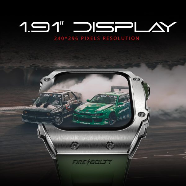 Fire-Boltt Asphalt Newly Launched Racing Edition Smart Watch 1.91” Full Touch Screen, Bluetooth Calling, Health Suite, 123 Sports Modes, 400 mAh Battery (Emerald Green)