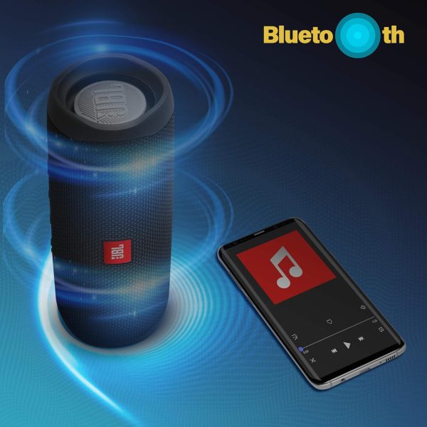 JBL Flip 5 Wireless Portable Bluetooth Speaker, Signature Sound with Powerful Bass Radiator, Vibrant Colors with Rugged Fabric Design, Party Boost, IPX7 Waterproof & Type C (without Mic, Black)