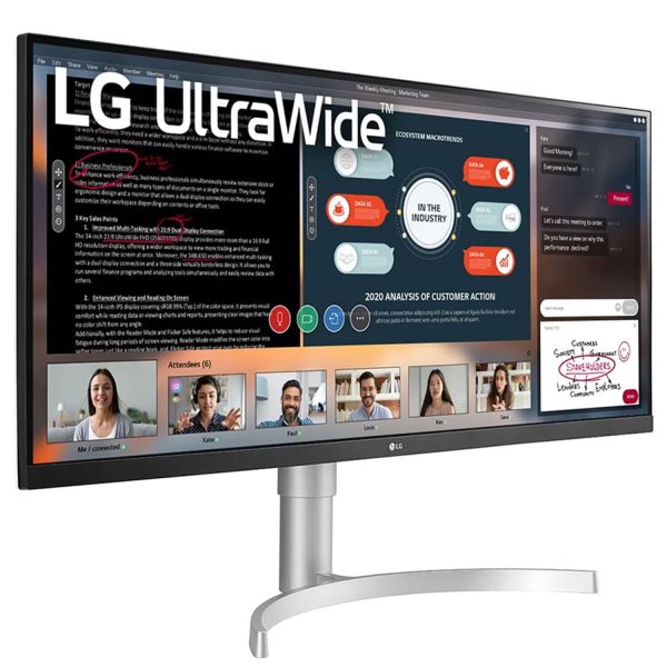 LG Ultrawide Full Hd IPS Monitor 87 Cm (34 Inches),2560X1080,Vesa Display Hdr 400,75 Hz,Amd Freesync,Srgb 99% (Typ.),Hdr 10,Dp,Hdmi,Hp Out,Speaker,Height & Tilt,Dual Controller,34Wn650,White