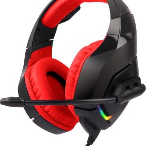 Zebronics ZEB-RUSH (Red) Premium Wired Gaming On Ear Headphone with RGB LEDs, Dual 3.5mm Jack, Converter Pin, Cushion Headband, Volume Controller, Adjustable Mic, 40mm Neodymium Drivers