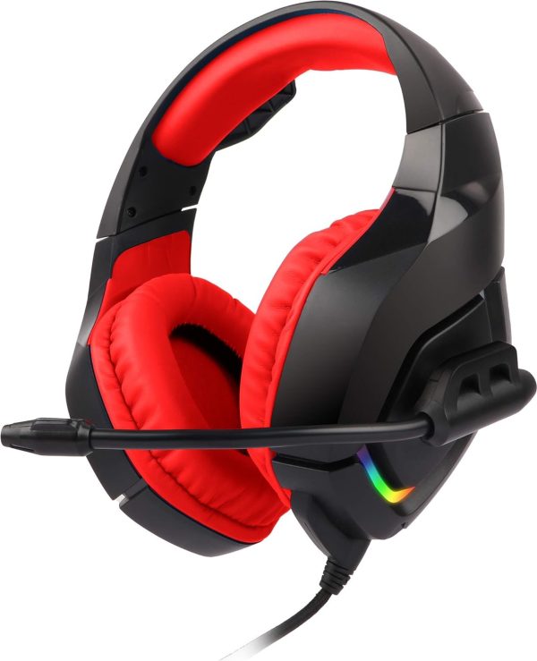 Zebronics ZEB-RUSH (Red) Premium Wired Gaming On Ear Headphone with RGB LEDs, Dual 3.5mm Jack, Converter Pin, Cushion Headband, Volume Controller, Adjustable Mic, 40mm Neodymium Drivers