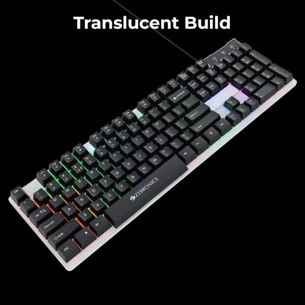 ZEBRONICS USB New Launch Trion Gaming Keyboard & Mouse Gaming Combo, 104 Keys Backlit, Translucent Material, Multi Color LED, Multi DPI Modes, High Precision Key