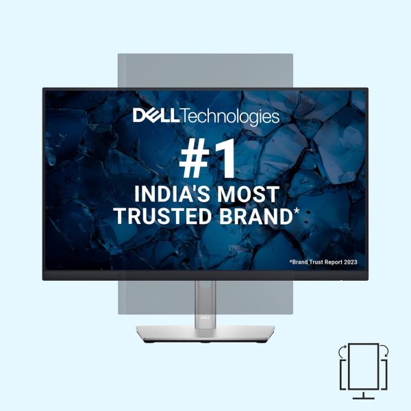 Dell-P2422H 24" (60.96 cm) FHD Monitor, IPS Panel, Low BlueLight Technology, 3-Sided Bezelless, Brightness 250 cd/m2, HDMI, VGA, DP & USB Ports, Pivot(Rotation), Swivel, Tilt & HAS, AMD FreeSync