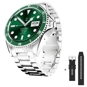 Fire-Boltt Quantum Luxury & Sporty Stainless Steel with Free Silicone Strap Smartwatch, 1.28" Bluetooth Calling, 2 Looks in 1 Watch, High Resolution of 240 * 240 Px & TWS Connection (Green)