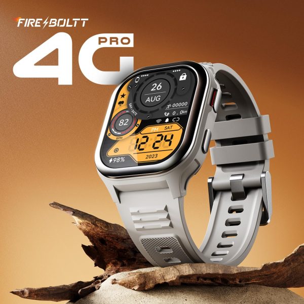 Fire-Boltt 4G Pro VoLTE Calling Smart Watch- 2.02” TFT Display, 4G Nano-SIM GPS, Health Suite, Sports Modes, 400mAh Battery (Grey)