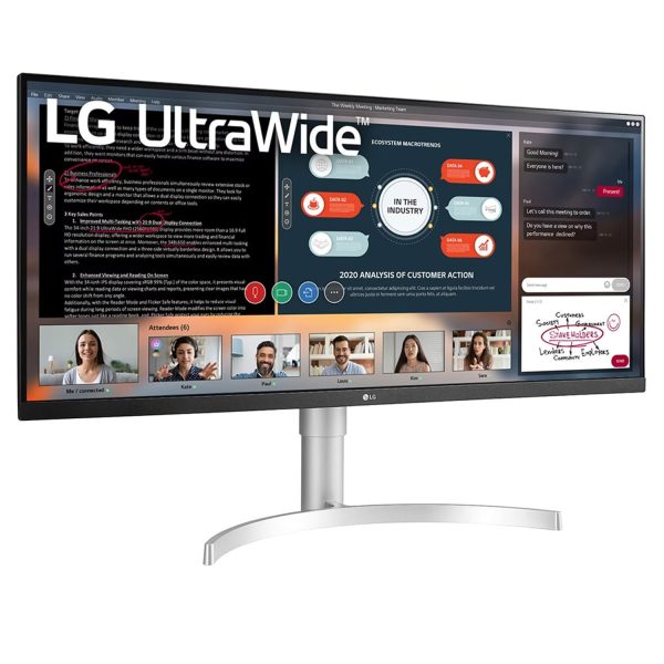 LG Ultrawide Full Hd IPS Monitor 87 Cm (34 Inches),2560X1080,Vesa Display Hdr 400,75 Hz,Amd Freesync,Srgb 99% (Typ.),Hdr 10,Dp,Hdmi,Hp Out,Speaker,Height & Tilt,Dual Controller,34Wn650,White