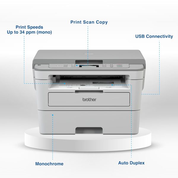 Brother DCP-B7500D Automatic Duplex Laser Printer with 34 Pages Per Minute Print Speed, Multifunction (Print Scan Copy), LCD Display, 128 MB Memory, Large 250 Sheet Paper Tray, USB Connectivity