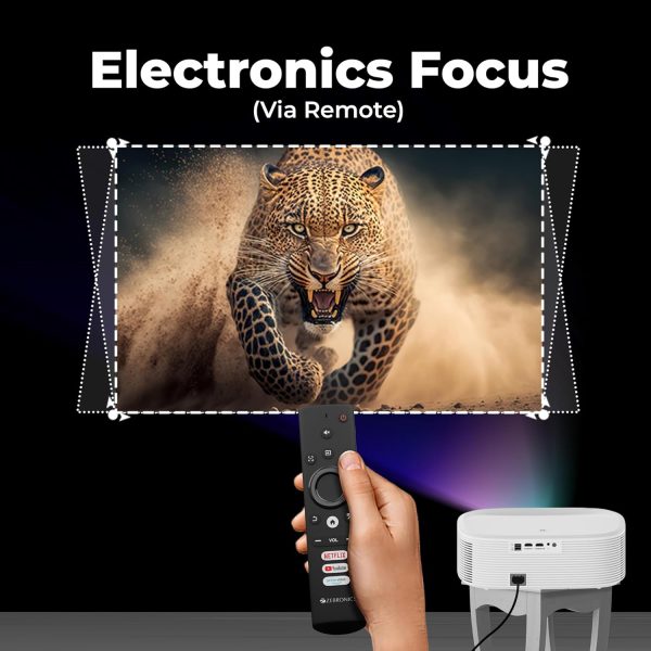 ZEBRONICS PIXAPLAY 28 1080P FHD, 508 cm Screen, Dolby, Smart Projector, 9000 Lumens, Auto Focus, Auto Keystone, HDMI (ARC), Miracast, Dual Band, 30,000 Hour Lamp Life