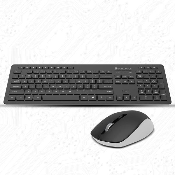 Zebronics ZEB-COMPANION 500 2.4GHz Wireless Keyboard & Mouse Combo, USB Nano Receiver, Chiclet Keys, Ultra Silent, Power On/Off Switch, Rupee Key, for PC/Mac/Laptop