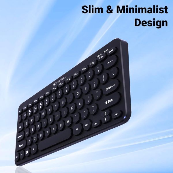 ZEBRONICS K4000MW Wireless Keyboard with 2 Bluetooth & 2.4 GHz Wireless Connection,78 Keys, Integrated Multimedia Keys,Minimalist Design,Compatible with Laptop/Desktop/Tablet/Smartphone