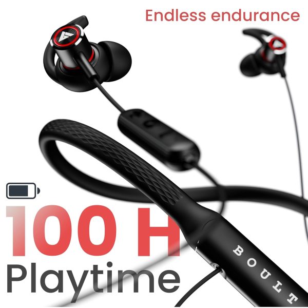 Boult Audio Curve Max Bluetooth Earphones with 100H Playtime, Clear Calling ENC Mic, Dual Device Connectivity, Lowest Latency Gaming, 13mm Bass Driver, Made in India Neckband Wireless Earphone (Black)