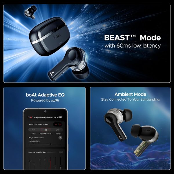 boAt Newly Launched Nirvana Space TWS in Ear Earbuds w/ 360º Spatial Audio, ANC Up to 32dB, 100hrs Playback, 4 Mics with AI-ENx™, Adaptive EQ, in-Ear Detection, DLC Drivers & Fast Pair(Cosmic Black)