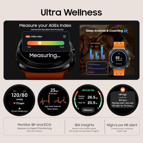 Samsung Galaxy Watch Ultra (47mm, LTE, Gray) with Upto 100h battery | 3nm Processor | Dual GPS | Quick Button/Siren | Sapphire Glass & Titanium | 10ATM & IP68 | BP & ECG Monitor | Energy Score & AGEs