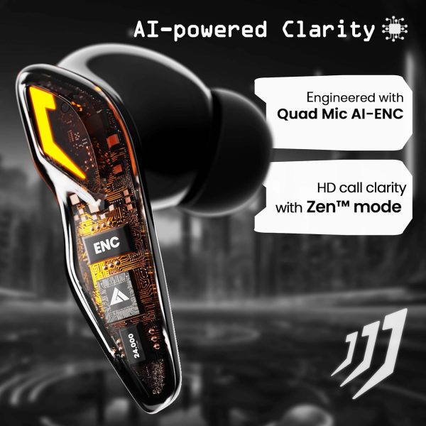 Boult Audio UFO Truly Wireless in Ear Earbuds with 48H Playtime, Built-in App Support, 45ms Low Latency Gaming, 4 Mics ENC, Breathing LEDs, 13mm Bass Drivers Ear buds TWS, Made in India (Black Gloss)