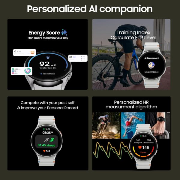 Samsung Galaxy Watch 7 (44mm, Silver, BT+LTE) with 3nm Processor | Dual GPS | Sapphire Glass & Armour Aluminum | 5ATM & IP68 | HR, SpO2, BP & ECG Monitor