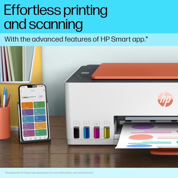 HP Smart Tank 589 AIO WiFi Color Printer (Upto 6000 Black and 6000 Colour Pages of Ink in The Box). - Print, Scan & Copy for Office/Home