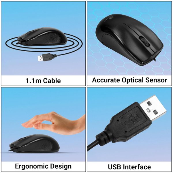 Zebronics Wired Keyboard and Mouse Combo with 104 Keys and a USB Mouse with 1200 DPI -JUDWAA 750