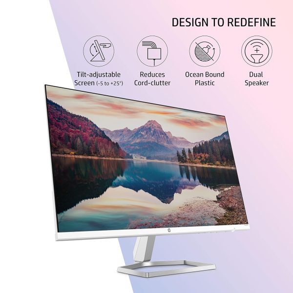 HP M27fwa 27-Inch(68.6cm) Eye safe Certified 1920 x 1080 pixels Full HD IPS 3-Sided Micro-Edge LED Monitor, 75Hz, AMD FreeSync with 1xVGA, 2xHDMI 1.4 Ports, 300 nits, in-Built Speakers, Silver