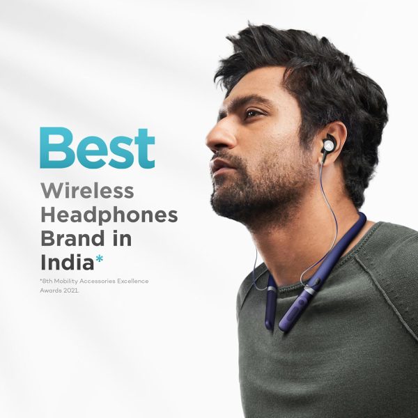 Boult Audio FCharge Bluetooth Earphones with 40H Playtime, Zen ENC Mic, Dual Device Connectivity, Type C Fast Charging (10Mins=15Hrs), 14.2mm Bass Driver, Made in India, IPX5 Silicon Neckband (Blue)