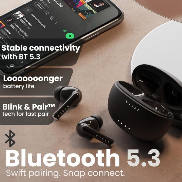 Boult Audio Newly Launched W20 Truly Wireless in Ear Earbuds with 35H Playtime, Zen™ ENC Mic, 45ms Low Latency, 13mm Bass Drivers, Type-C Fast Charging, Made in India, IPX5 ear buds TWS (Space Black)