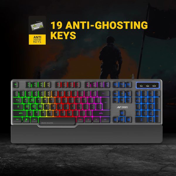 Ant Esports KM500 Pro Backlit Gaming Membrane Keyboard-19 Anti GhostingKeys I Braided cable with rubberised coating and 3200 DPI Optical Sensor I LED Backlit Scroll Wheel Mouse Combo