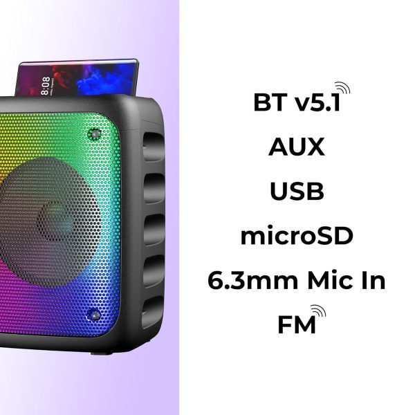 ZEBRONICS Sound Feast 91 24W Output, Portable Wireless Speaker with Bluetooth 5.0, FM Radio, TWS, 6.3mm Wired Mic Support, USB, mSD, AUX, Mobile Holder and RGB Lights