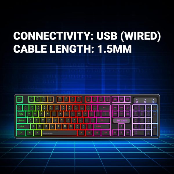 Ant Esports KM1600 Gaming Keyboard & Mouse Combo, Wired Backlit Rainbow LED Keyboard & 3200 DPI Gaming Mouse for PC/Laptop - Black