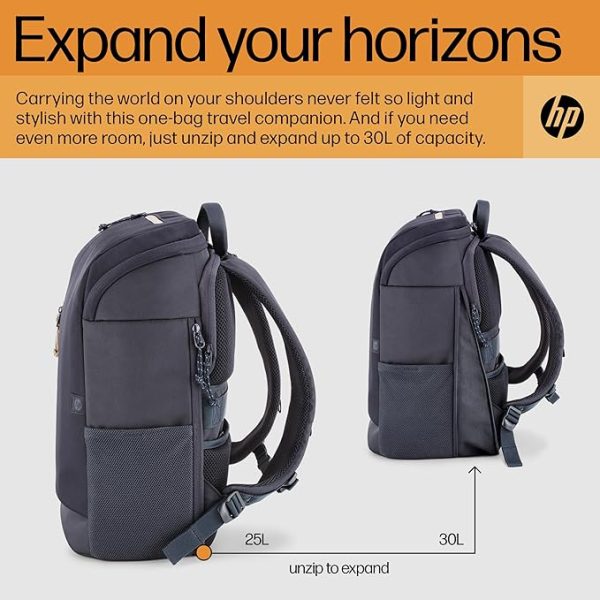 HP Travel 25 Liter 15.6 Iron Grey Laptop Backpack/Lockable zippers; Reflective material; RFID pocket/Ergonomic; Multi-handle; Padded Strap