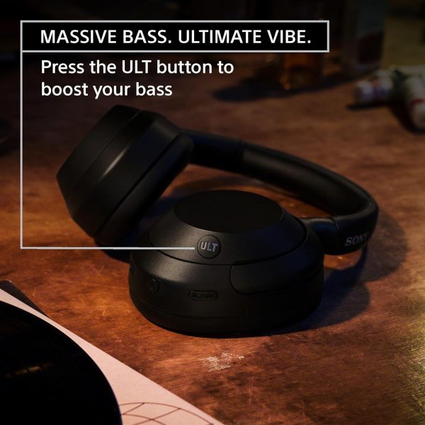 Sony New Launch ULT WEAR Wireless Bluetooth Headphones(WH-ULT900N) with Massive Bass,Active Noise Cancelling,Battery 50Hrs(w/o NC) & 30Hrs(NC),10Min Charge=5Hrs Playback, 360 RA, Fast Pair-Black