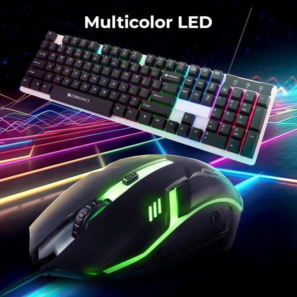 ZEBRONICS USB New Launch Trion Gaming Keyboard & Mouse Gaming Combo, 104 Keys Backlit, Translucent Material, Multi Color LED, Multi DPI Modes, High Precision Key