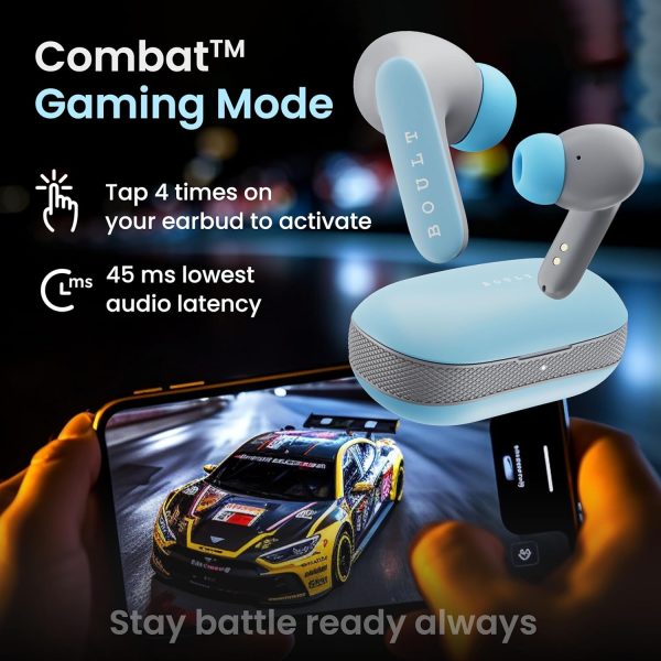 Boult Audio Newly Launched Z20 Pro, Truly Wireless Bluetooth Ear buds with 60 Hours Playtime, 4 Mics Clear Calling, 45ms Low Latency, Rich Bass Drivers, TWS earbuds bluetooth wireless (Powder Blue)