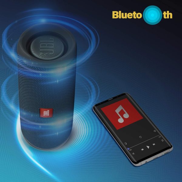 JBL Flip 5 Wireless Portable Bluetooth Speaker, Signature Sound with Powerful Bass Radiator, Vibrant Colors with Rugged Fabric Design, Party Boost, IPX7 Waterproof & Type C (without Mic, Blue)