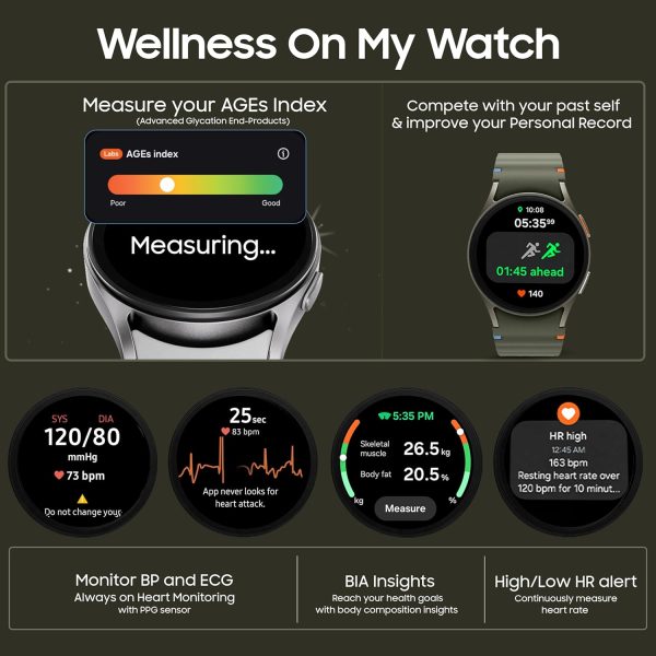 Samsung Galaxy Watch 7 (40mm, Green, BT+LTE) with 3nm Processor | Dual GPS | Sapphire Glass & Armour Aluminum | 5ATM & IP68 | HR, SpO2, BP & ECG Monitor