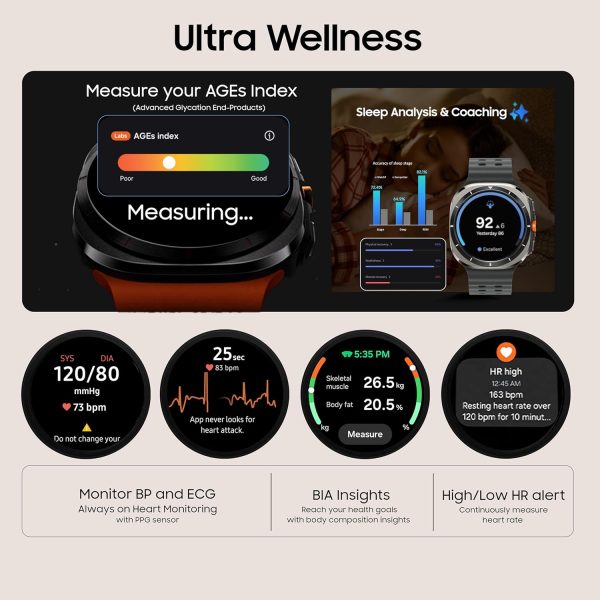 Samsung Galaxy Watch Ultra (47mm, LTE, Silver) with Upto 100h battery | 3nm Processor | Dual GPS | Quick Button/Siren | Sapphire Glass & Titanium | 10ATM & IP68 | BP & ECG Monitor |Energy Score & AGEs