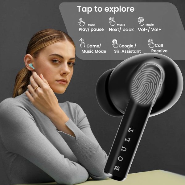 Boult Audio Newly Launched W20 Truly Wireless in Ear Earbuds with 35H Playtime, Zen™ ENC Mic, 45ms Low Latency, 13mm Bass Drivers, Type-C Fast Charging, Made in India, IPX5 ear buds TWS (Space Black)