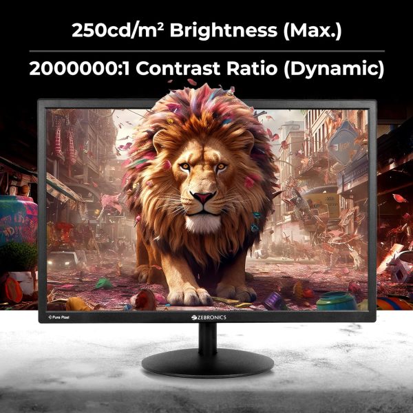 Zebronics Ea122 Led Monitor with Hd+ 1680X1050, 2000000:1 Contrast Ratio (Dynamic), 250Cd/M² Brightness (Max), Wall Mountable, Dual Input Hdmi & Vga, 16:10 Aspect Ratio, 16.7M Colors, Black