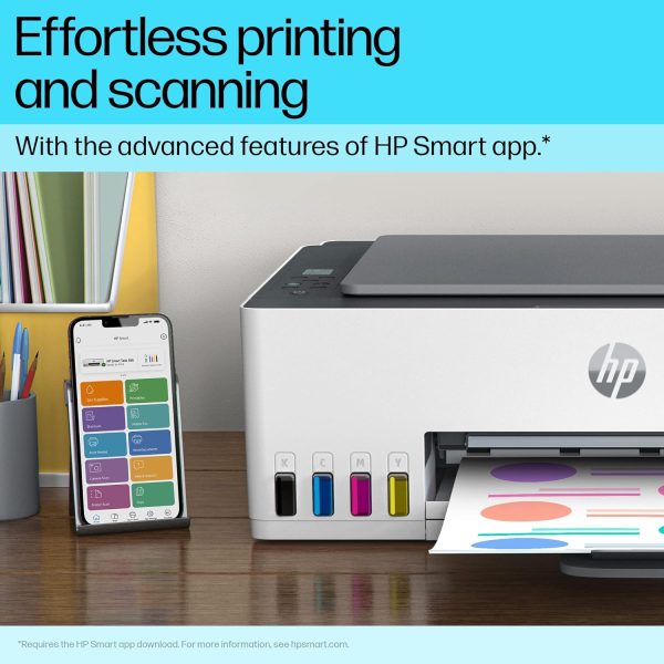 HP Smart Tank 580 AIO WiFi Colour Printer with 1 Extra Black Ink Bottle (Upto 12000 Black & 6000 Colour Prints) + 1 Year Extended Warranty with PHA coverage -Print, Scan & Copy