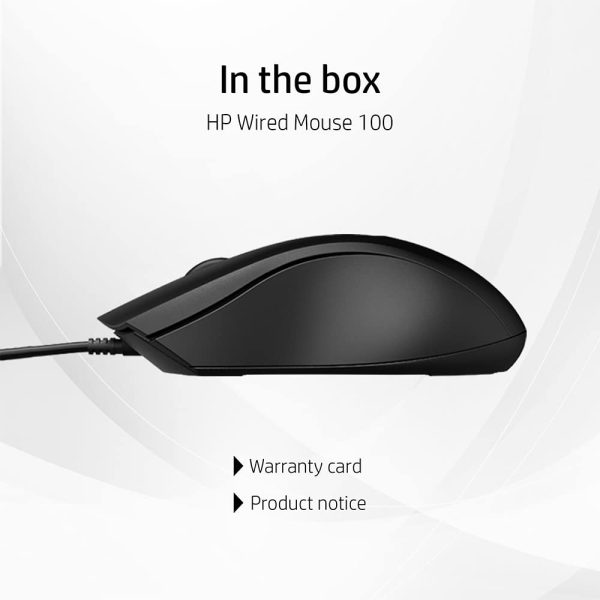 HP Wired Mouse 100 with 1600 DPI Optical Sensor, USB plug-and -play,ambidextrous Design, Built-in Scrolling and 3 Handy Buttons. 3-Years Warranty (6VY96AA)